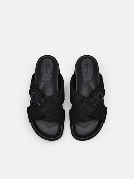 PEDRO Icon Leather Heel Sandals, Black