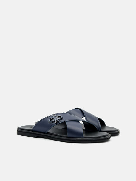 PEDRO Icon Leather Heel Sandals, Black