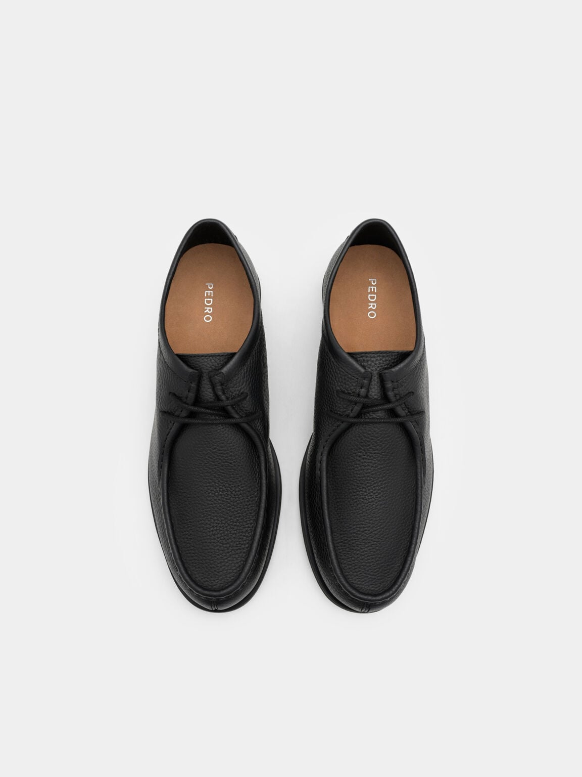 Tumbled Leather Moc-Toe Derby Shoes, , hi-res