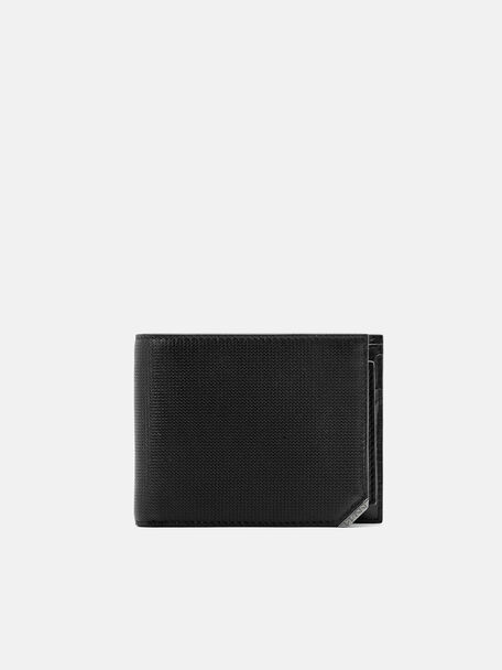 Leather Bi-Fold Wallet with Insert in Pixel, Black, hi-res