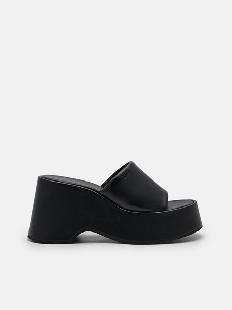 Seren Wedge Sandals, Black, hi-res