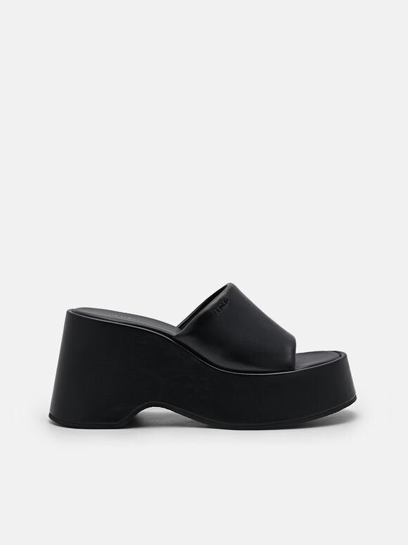 Seren Wedge Sandals, Black, hi-res
