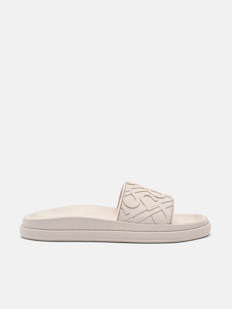 PEDRO Icon Embossed Slide Sandals, Beige, hi-res