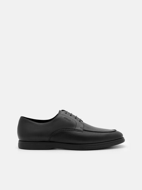 Sepatu Derby Kulit dengan Efek Burnish, , hi-res