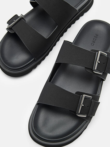 PEDRO Icon Leather Heel Sandals, Black