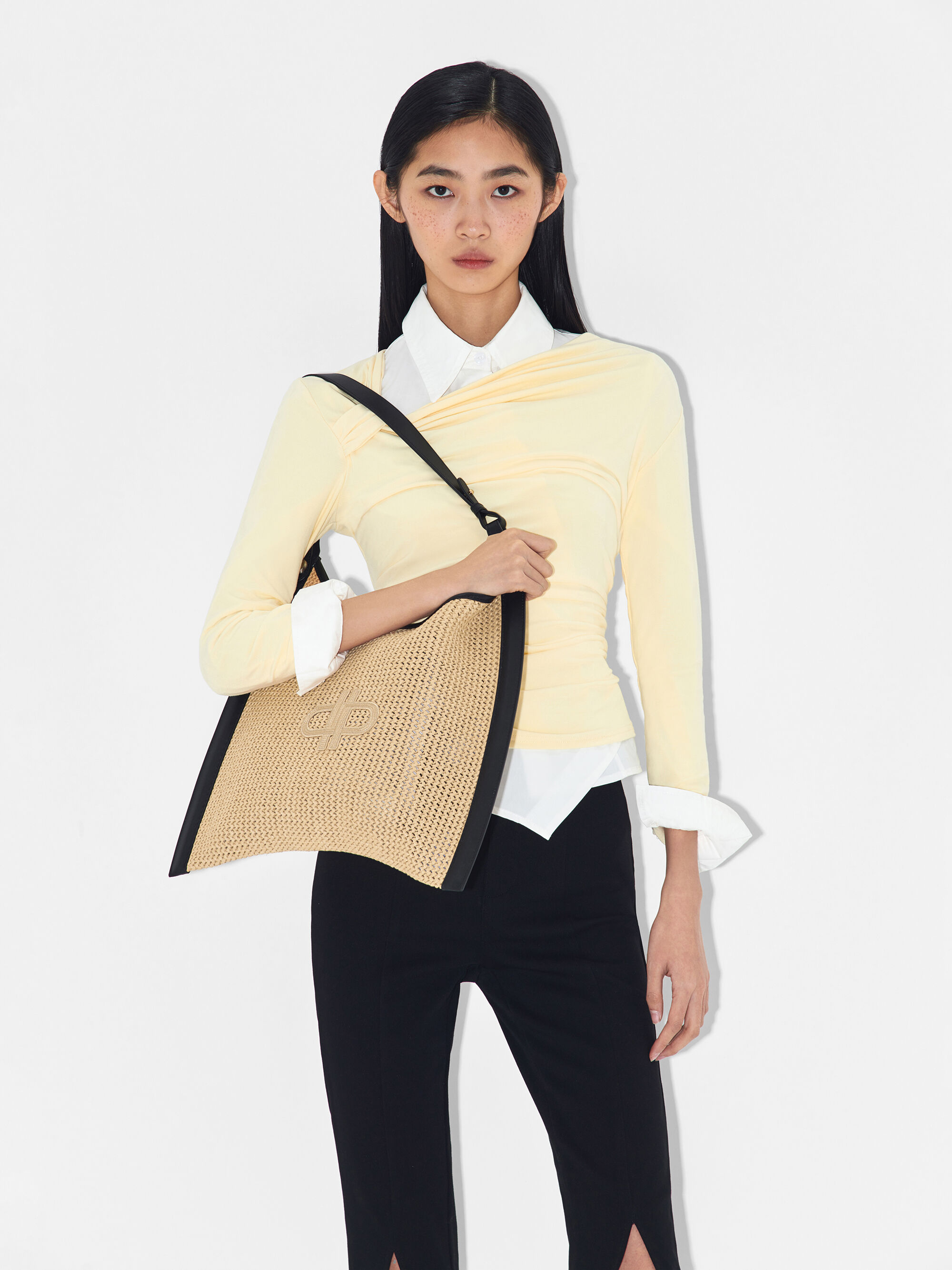 PEDRO Icon Raffia Shoulder Bag ラフィア ハーフムーン/送料込 PEDRO Icon Raffia Shoulder Bag ラフィア ハーフムーン/送料込