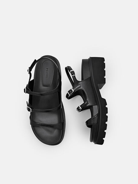 PEDRO Icon Leather Heel Sandals, Black PEDRO Icon Leather Heel Sandals, Black