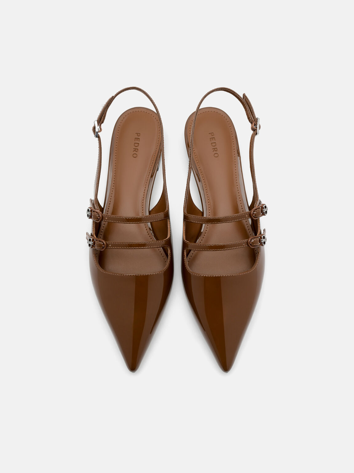 Flat Balerina Slingback Kulit Paten, , hi-res