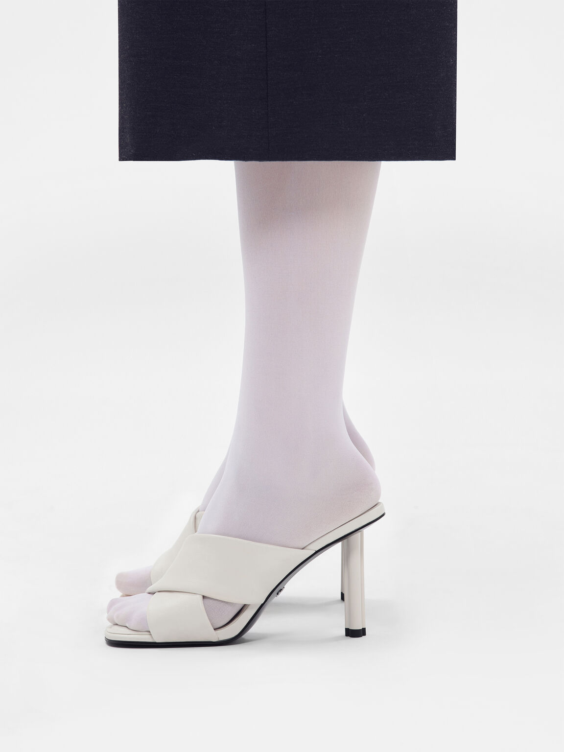 PEDRO Icon Leather Heel Sandals, Chalk