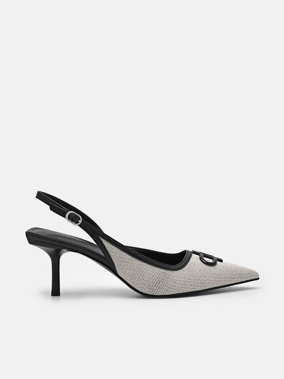 PEDRO Icon Canvas Slingback Pumps, Black, hi-res