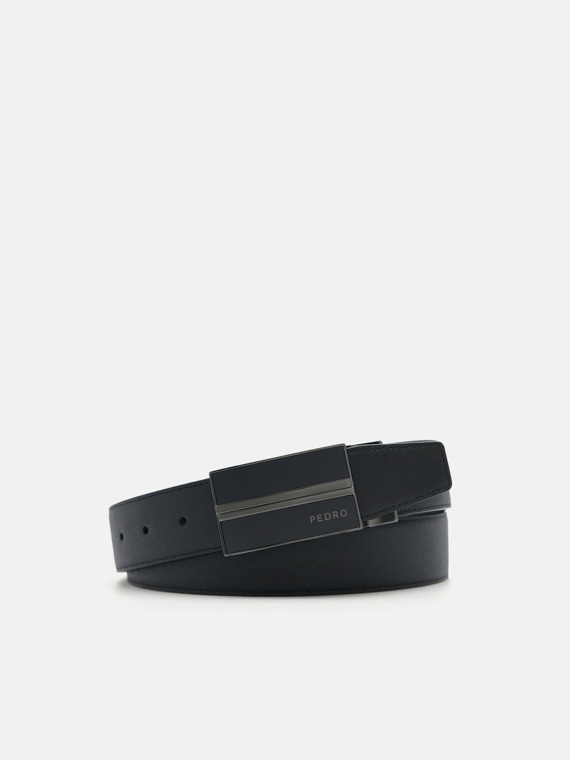 Sabuk Tang Kulit Timbul yang Dapat Dibalik, Black