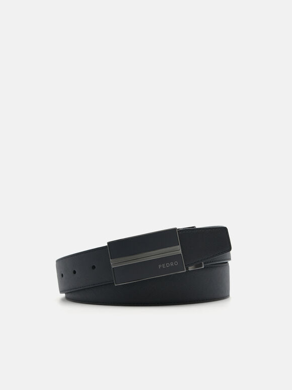 Sabuk Tang Kulit Timbul yang Dapat Dibalik, Black
