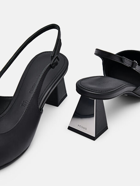 PEDRO Icon Leather Heel Sandals, Black