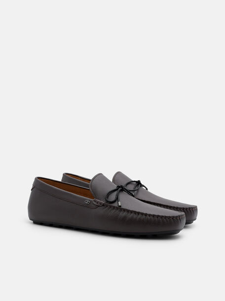 Saffiano Leather Bow Driving Shoes, , hi-res