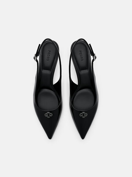 PEDRO Icon Leather Heel Sandals, Black