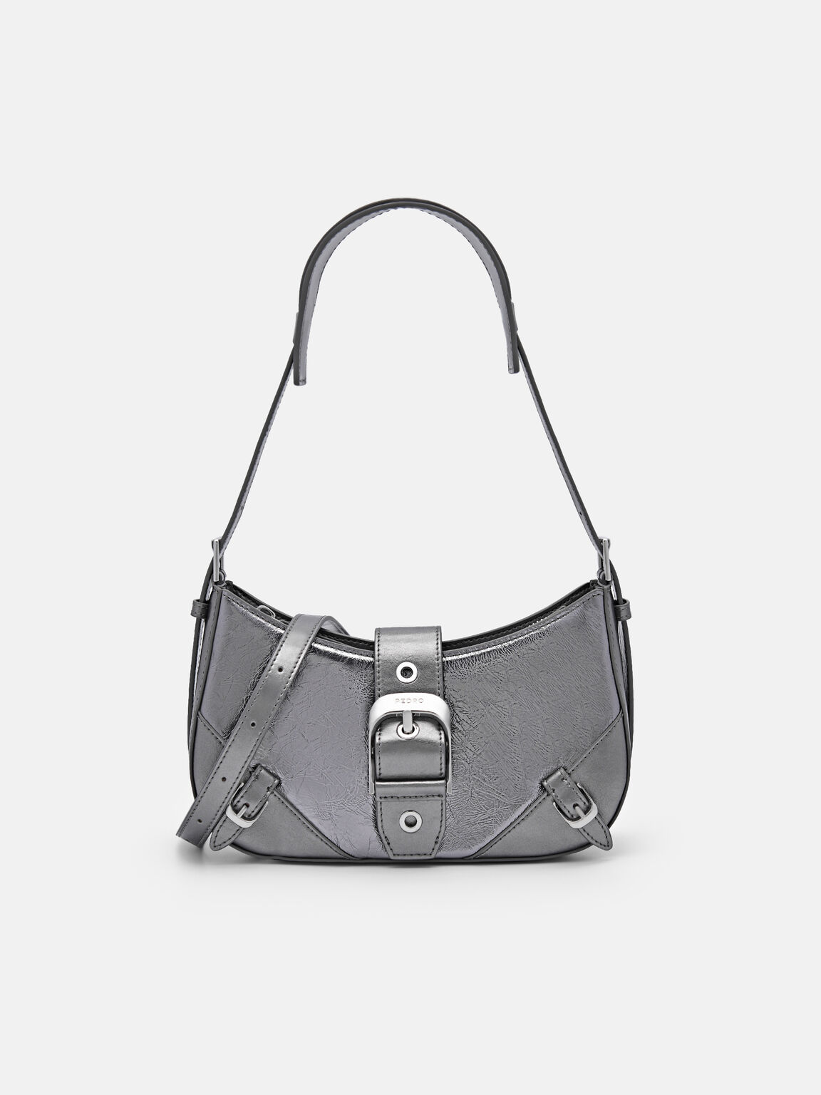 Tas Bahu Kulit Helix, Pewter