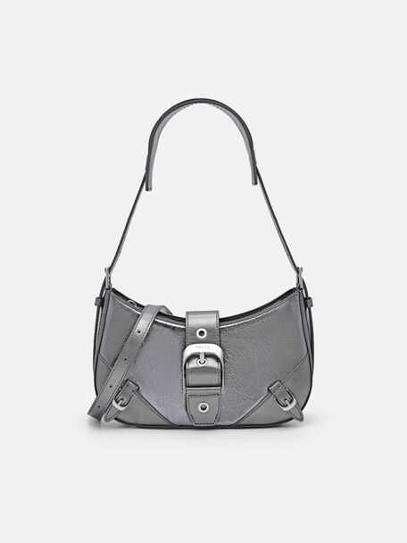 Tas Bahu Kulit Helix, Pewter