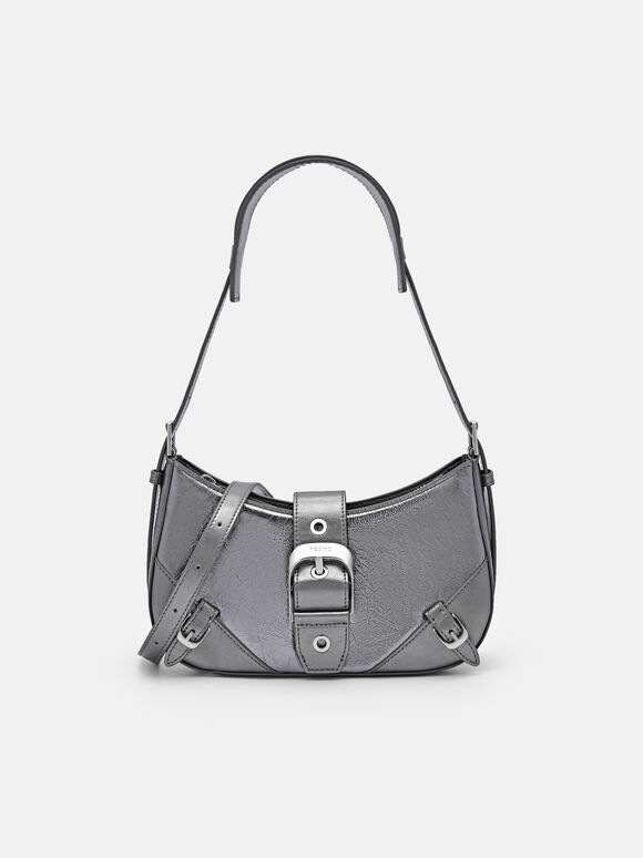Tas Bahu Kulit Helix, Pewter
