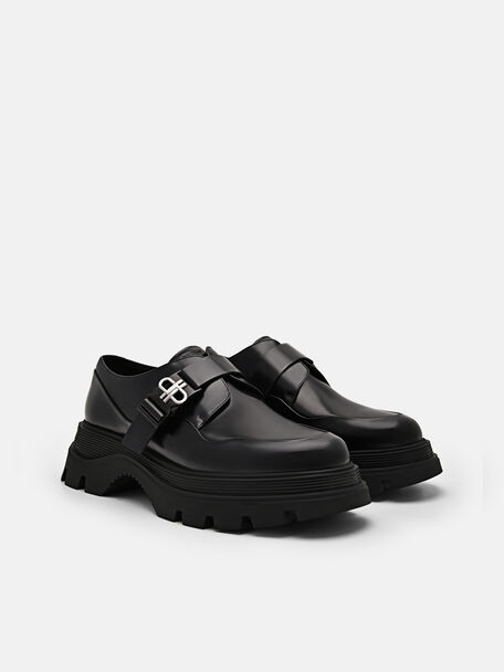 PEDRO Icon Leather Heel Sandals, Black