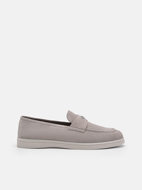 Suede Driving Shoes, Light Grey, hi-res