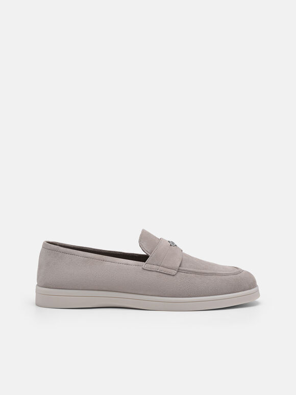 Suede Driving Shoes, Light Grey, hi-res