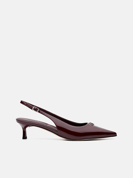 Leather Slingback Heel Pumps, 