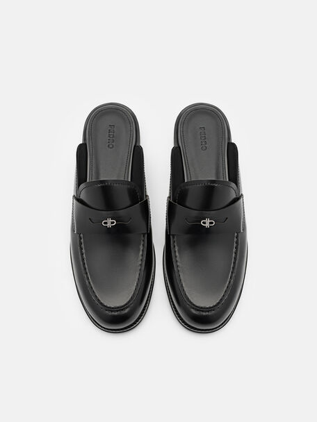 PEDRO Icon Leather Heel Sandals, Black