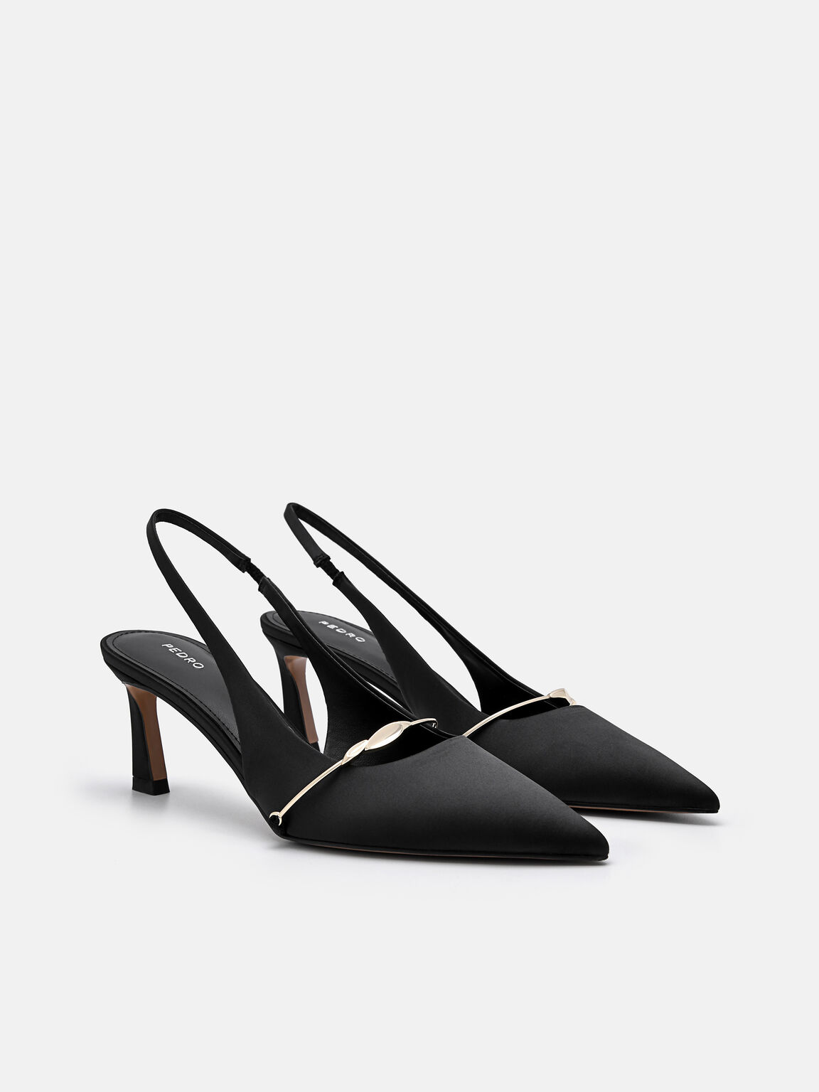 Satin Slingback Heel Pumps, , hi-res