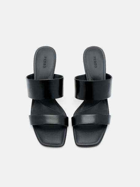 PEDRO Icon Leather Heel Sandals, Black