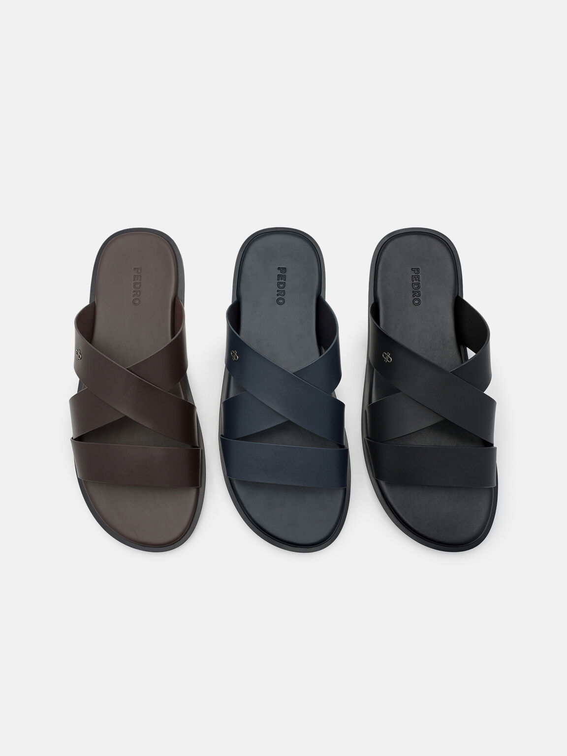 Cross-Strap Slide Sandals, , hi-res