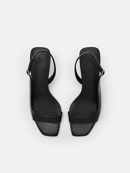 PEDRO Icon Leather Heel Sandals, Black
