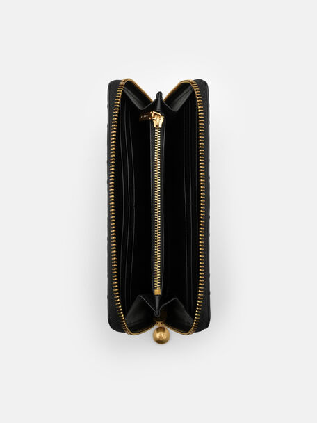 Dompet Panjang Kulit Bertekstur Quilted, 