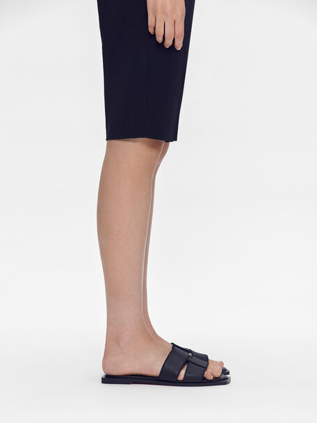 PEDRO Icon Leather Heel Sandals, Black