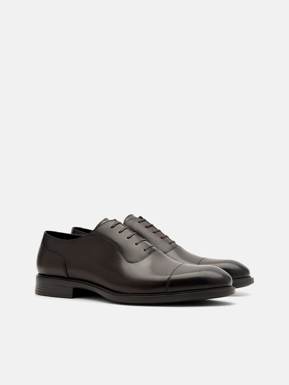 Sepatu Oxford Kulit Burnished Ringan Altitude - Cokelat Tua, 
