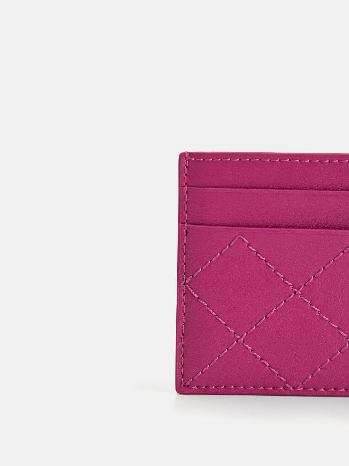 Cris-Cross Pattern Leather Cardholder, 