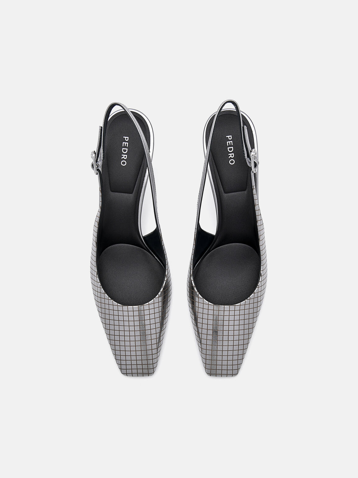 Metallic Leather Slingback Heel Pumps, 