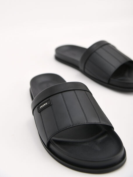 PEDRO Icon Leather Heel Sandals, Black