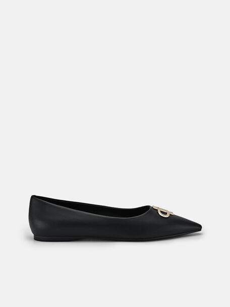 PEDRO Icon Leather Ballerina Pumps, Black, hi-res