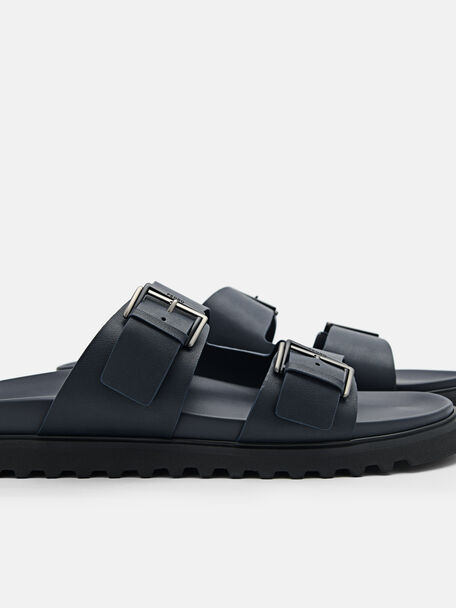 PEDRO Icon Leather Heel Sandals, Black