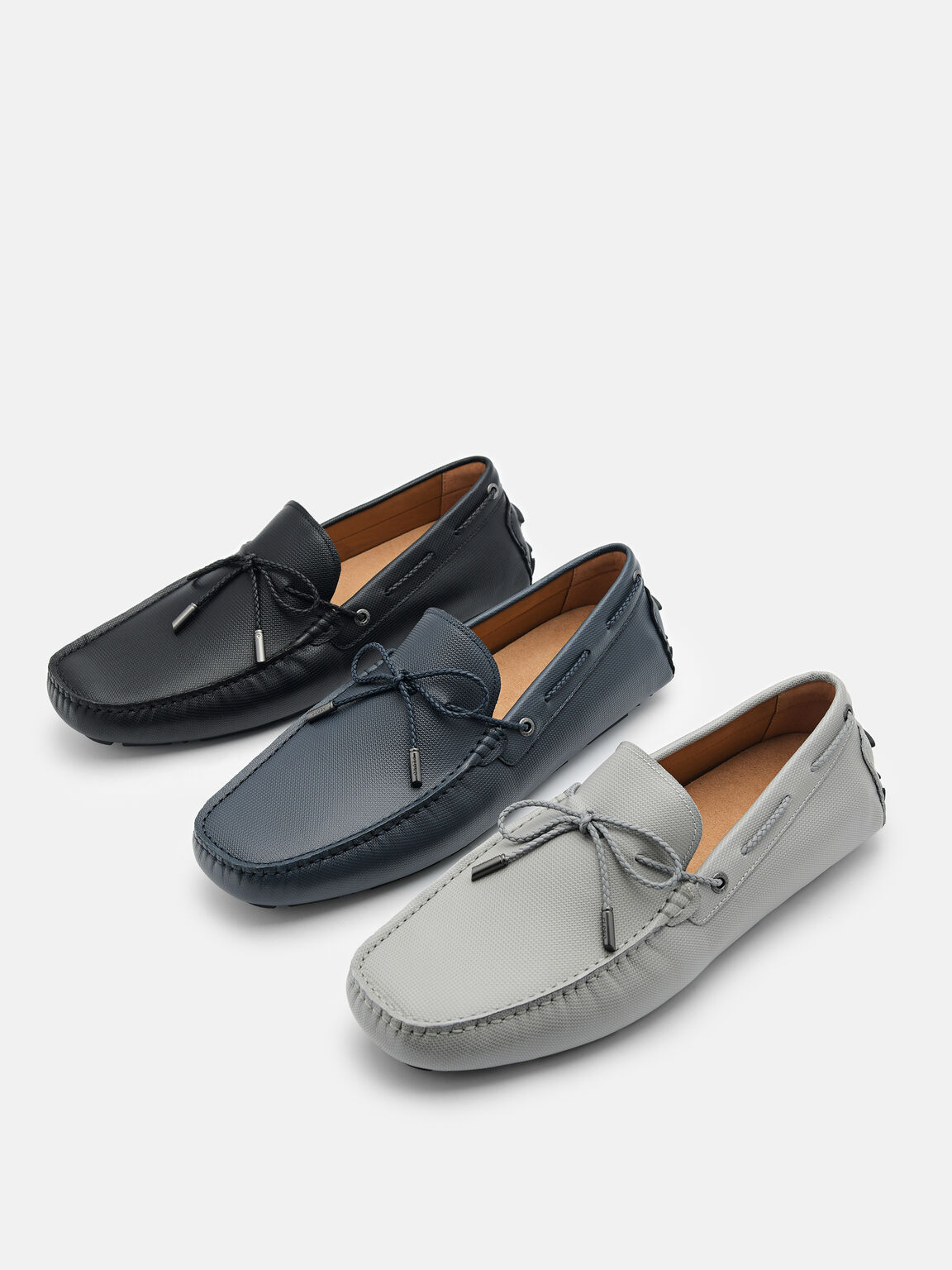 Sepatu Driving Bow Kulit Saffiano, 