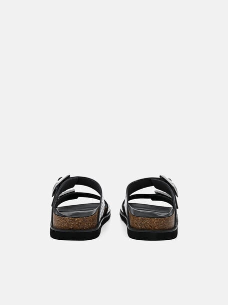 PEDRO Icon Leather Heel Sandals, Black