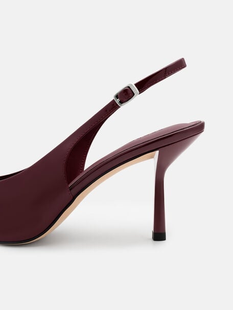 Jeanine Patent Leather Heel Slingback Pumps, , hi-res