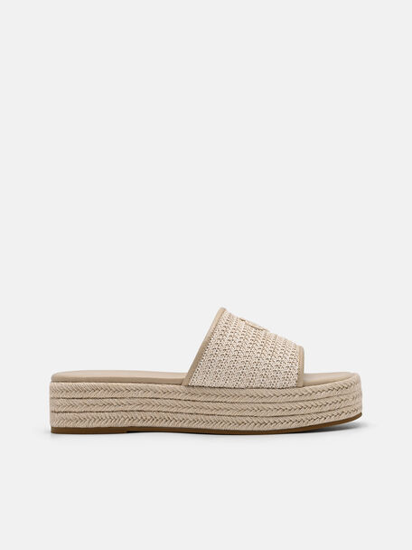 Raffia Wedge Sandals, , hi-res