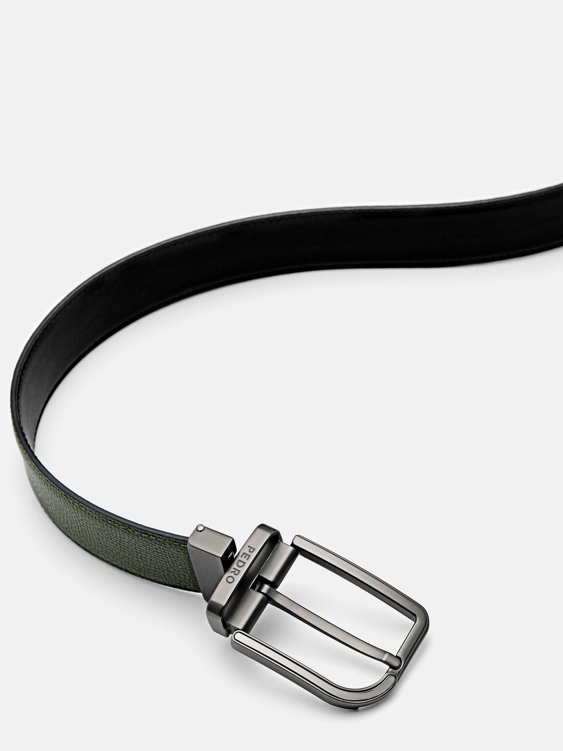 Belt Pin Reversibel Kulit Detail Emboss, 