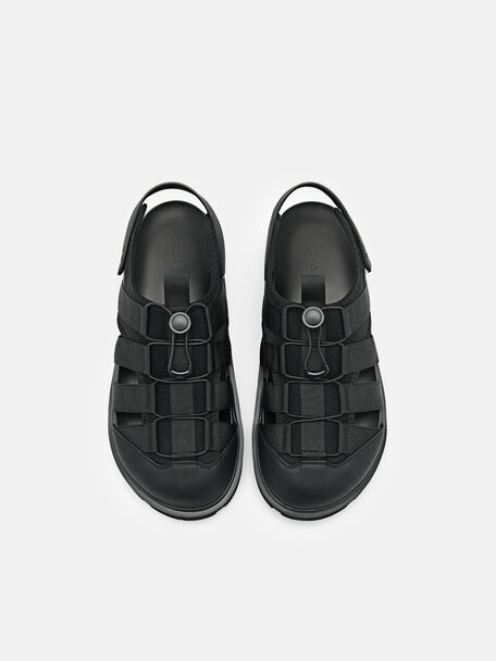 PEDRO Icon Leather Heel Sandals, Black