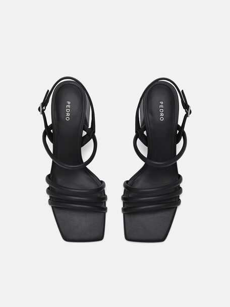 PEDRO Icon Leather Heel Sandals, Black