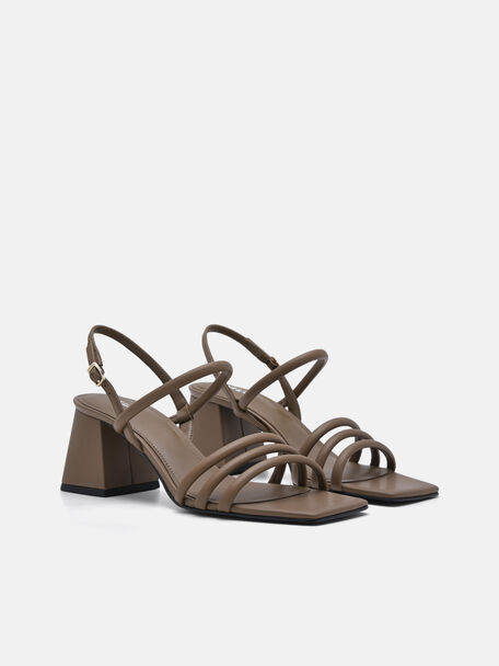 PEDRO Icon Leather Heel Sandals, Black