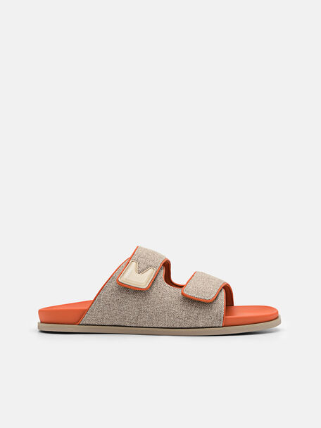 Linen Slide Sandals, 