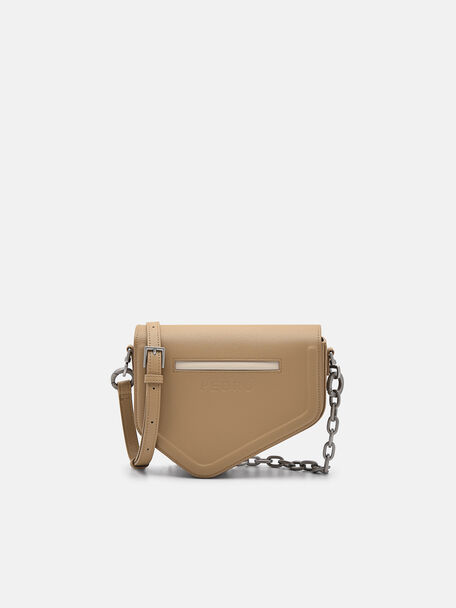 Taper Leather Mini Sling Bag, Sand, hi-res
