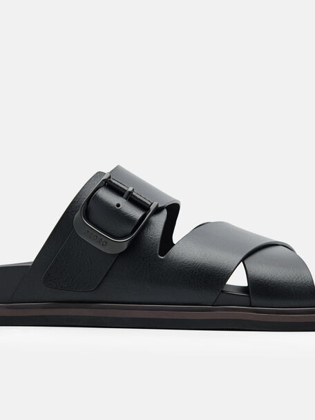 PEDRO Icon Leather Heel Sandals, Black